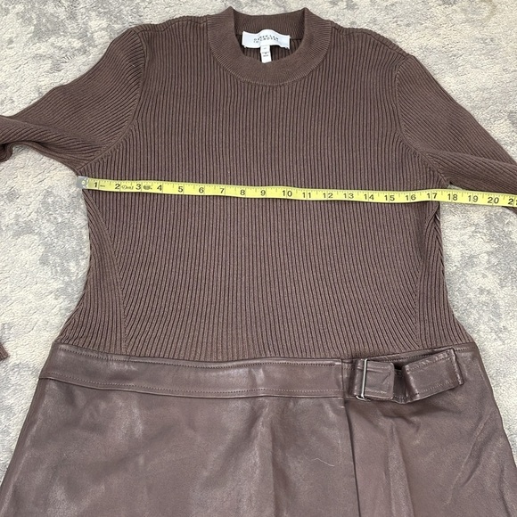 New DEREK LAM 10 CROSBY Nancy Wrap Effect Cotton Blend Leather Mini Dress 12 - Picture 10 of 14